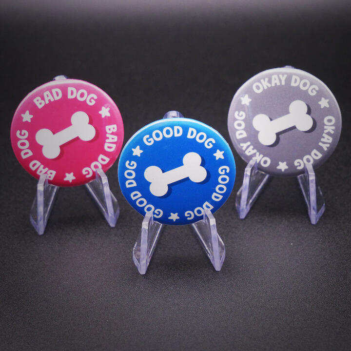 Good, Bad, and Okay Dog badges