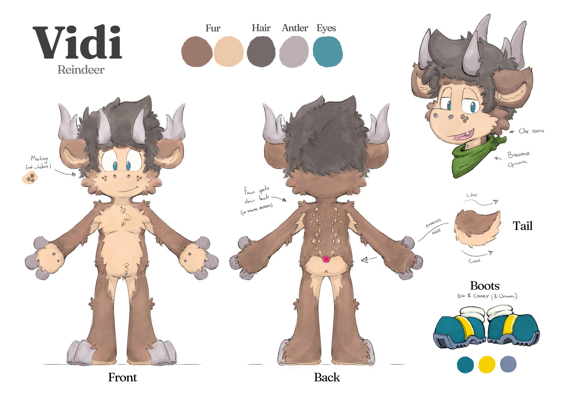 Reference Sheet (2023) - Note antlers are now more rounded.